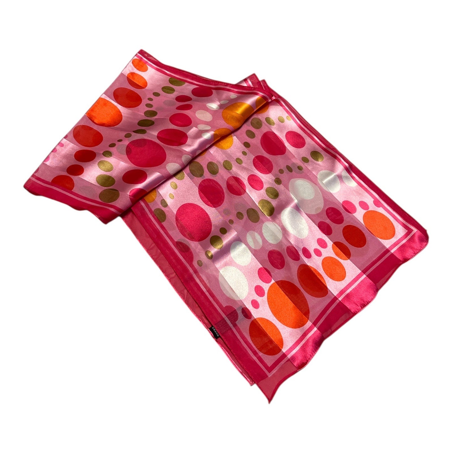 Vintage Pink Polka Dot Scarf Y2K Retro Mod 60s Style Long Neck Wrap 58”