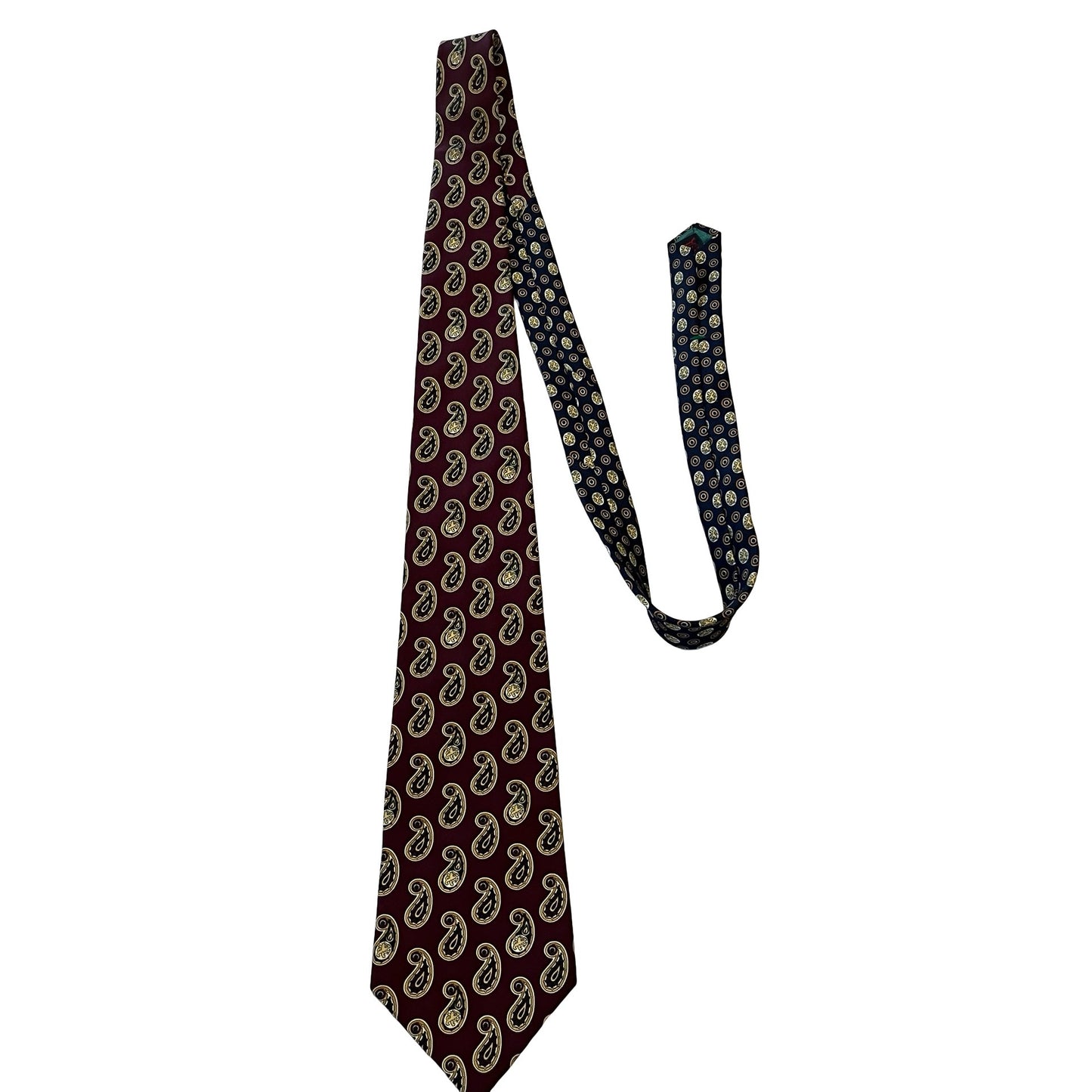 Vintage Tommy Hilfiger Silk Tie Burgundy Paisley Italy Made Classic Designer