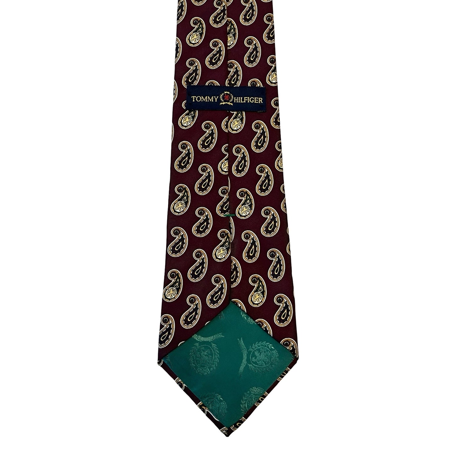Vintage Tommy Hilfiger Silk Tie Burgundy Paisley Italy Made Classic Designer