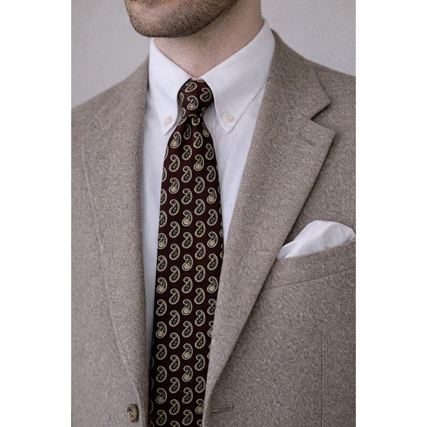 Vintage Tommy Hilfiger Silk Tie Burgundy Paisley Italy Made Classic Designer