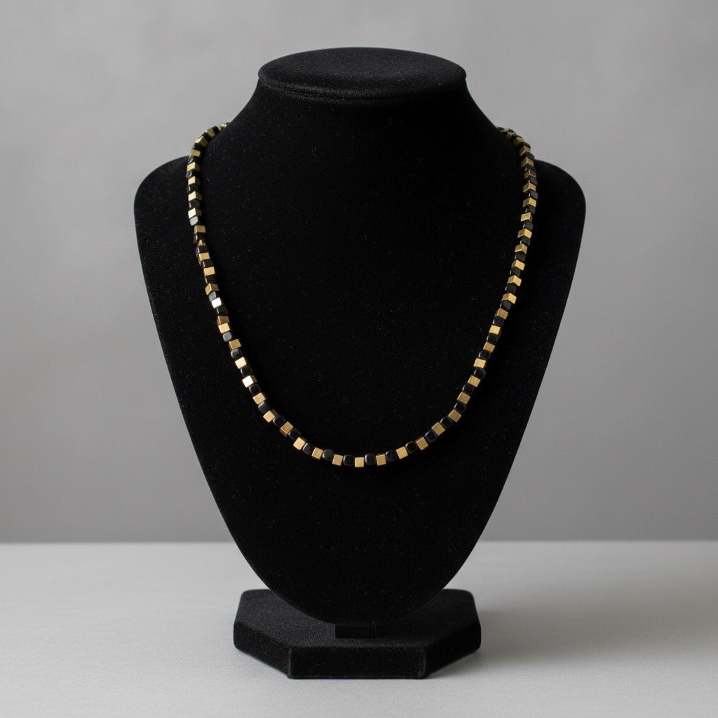 VTG Chico’s Black and Gold Beaded Necklace with Extension Chain