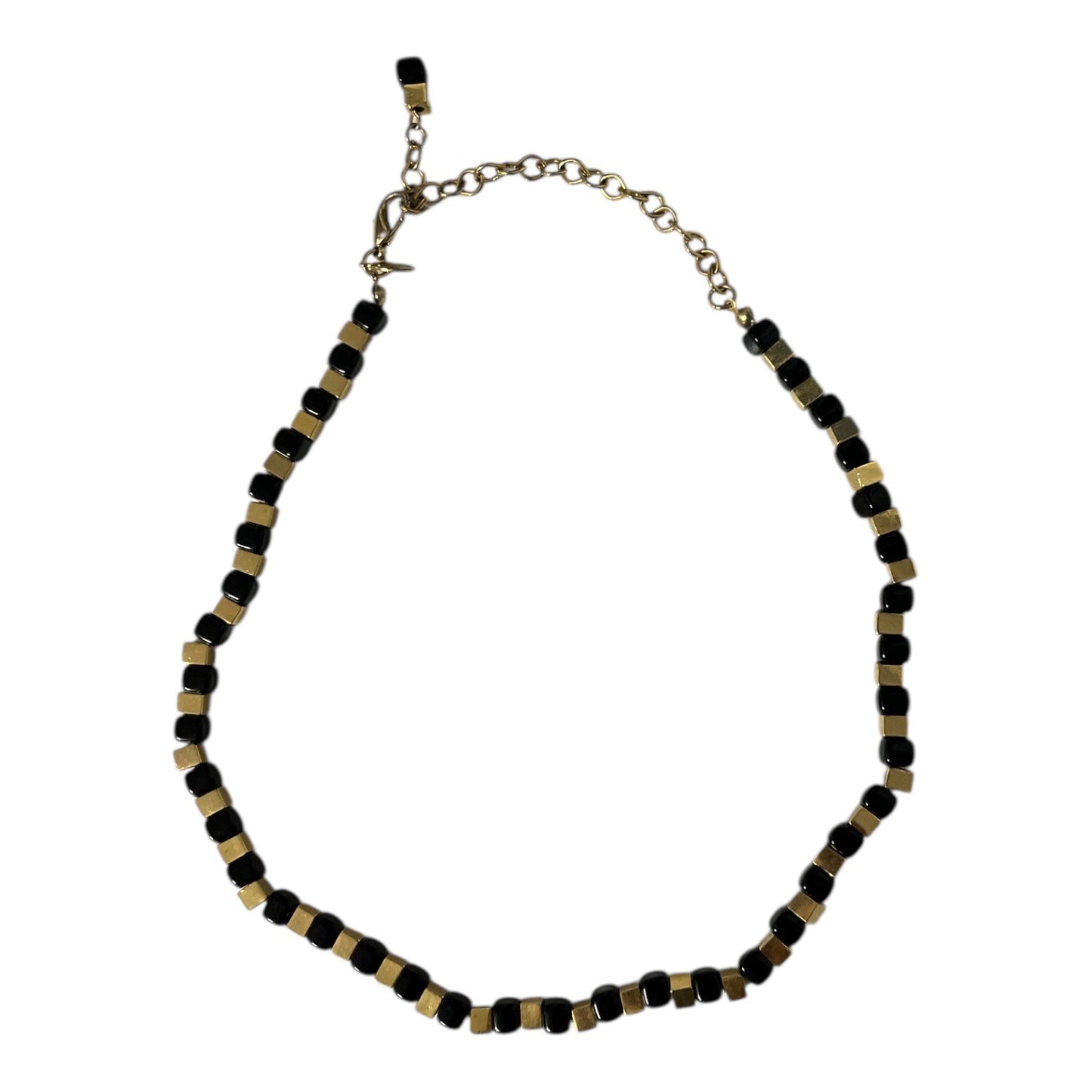 VTG Chico’s Black and Gold Beaded Necklace with Extension Chain