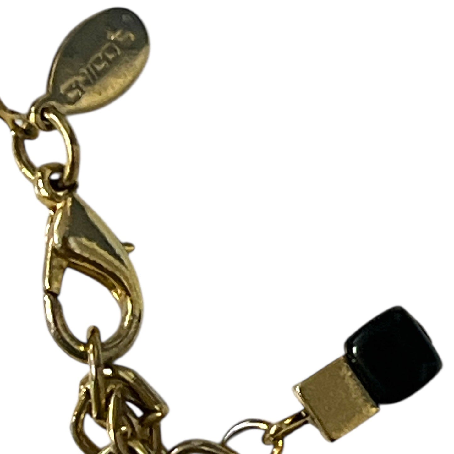 VTG Chico’s Black and Gold Beaded Necklace with Extension Chain