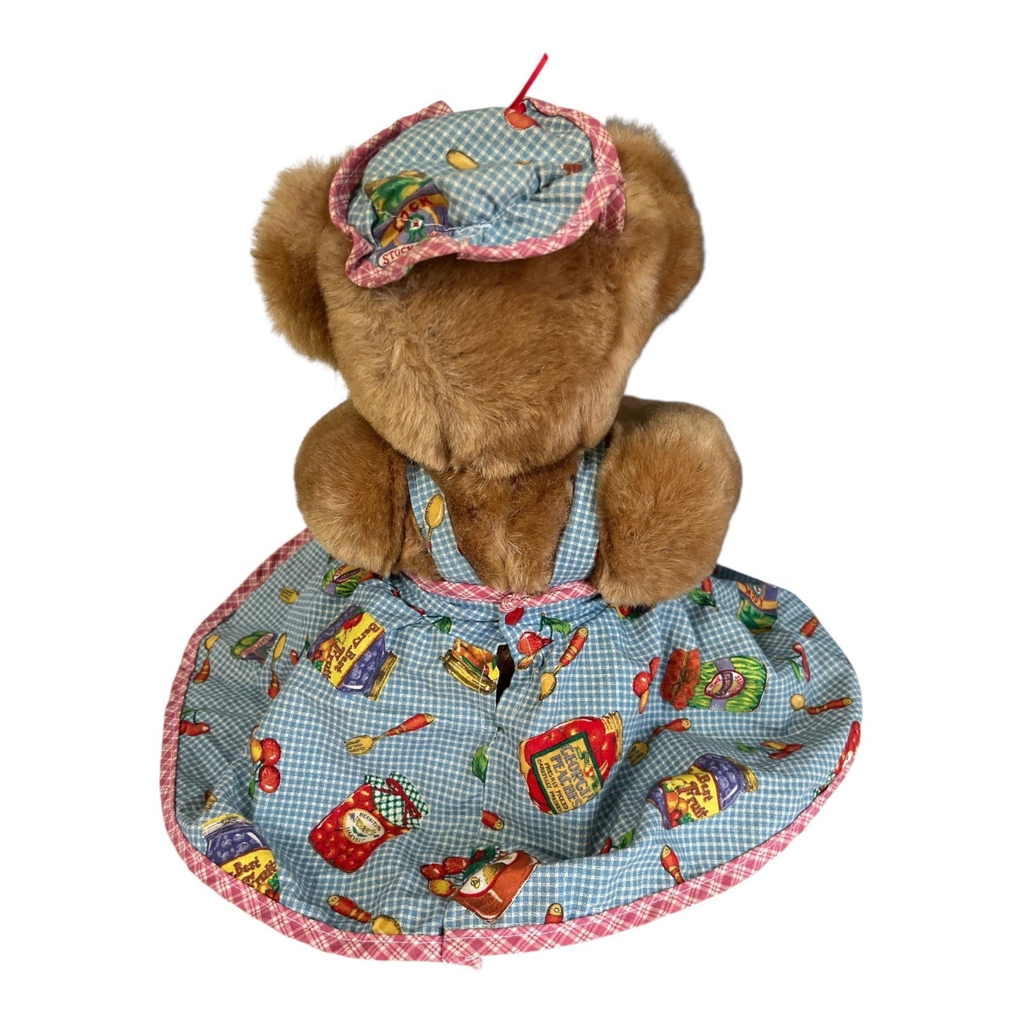 1994 Vermont Teddy Bear Company 17” Jointed Teddy in Apron & Bonnet