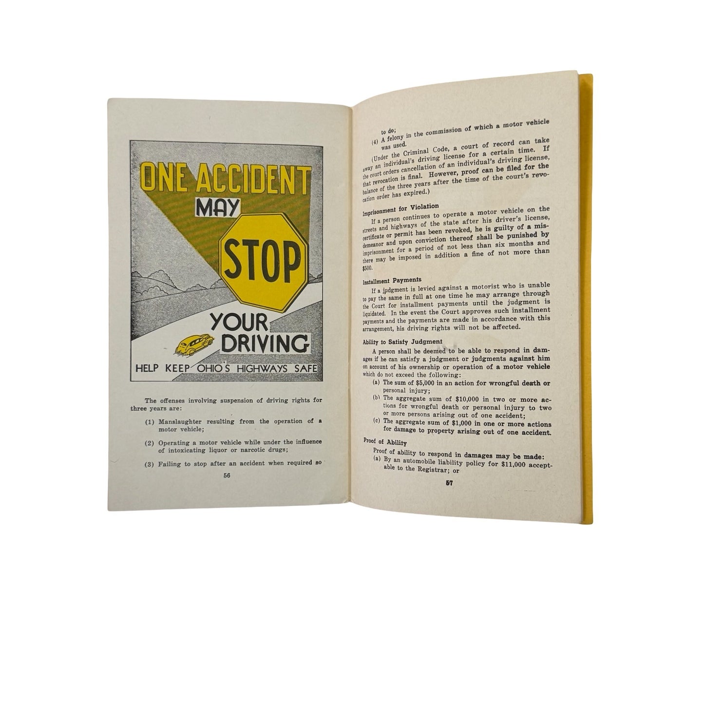 1950 Ohio Driver's Manual Revised Vintage State Highway Traffic Safety Booklet