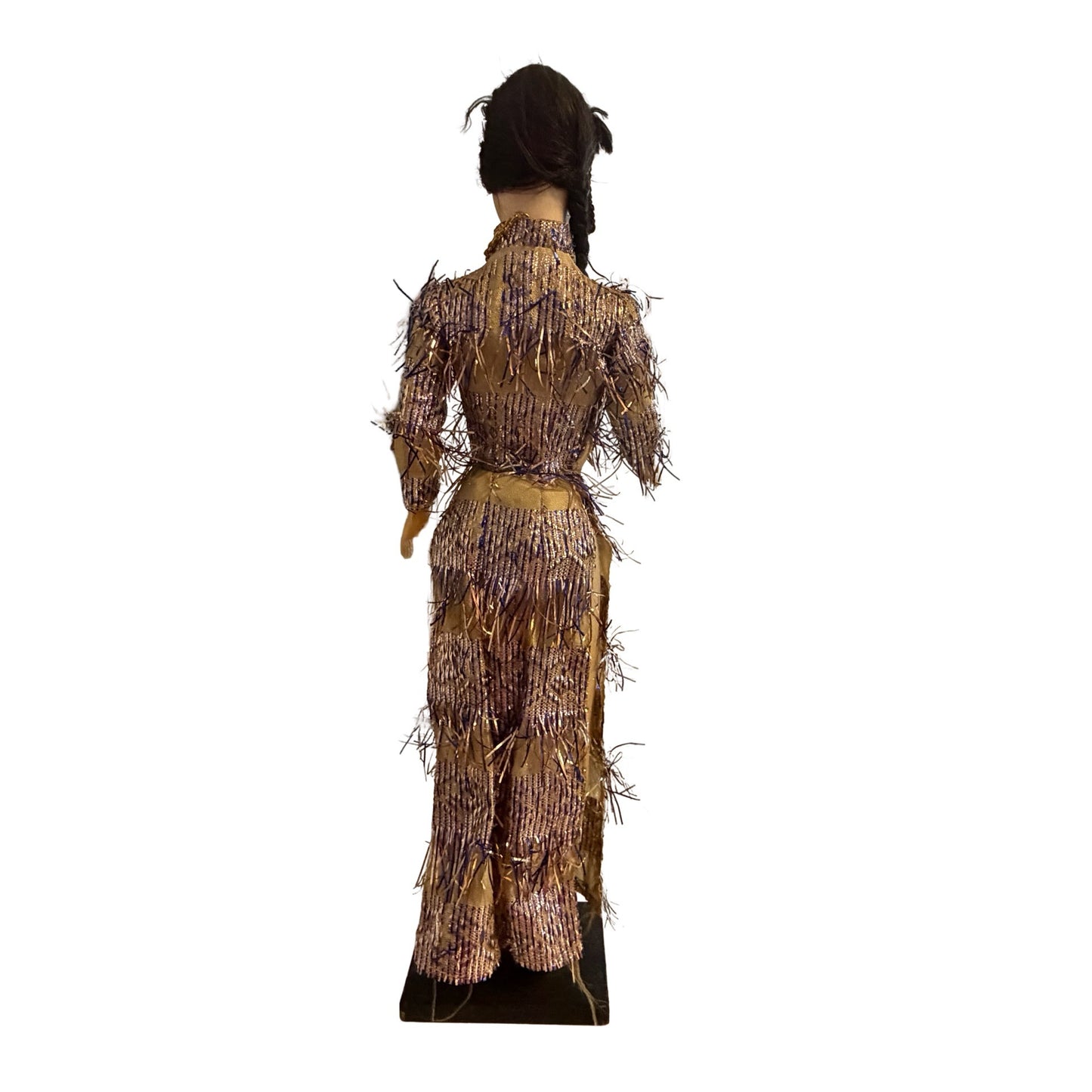 Vintage Vietnamese Woman Doll Handmade Ethnic Figurine Fringe Dress Made in Vietnam 16 In