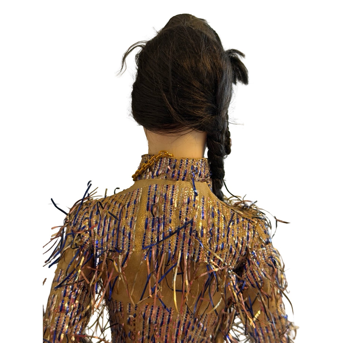 Vintage Vietnamese Woman Doll Handmade Ethnic Figurine Fringe Dress Made in Vietnam 16 In