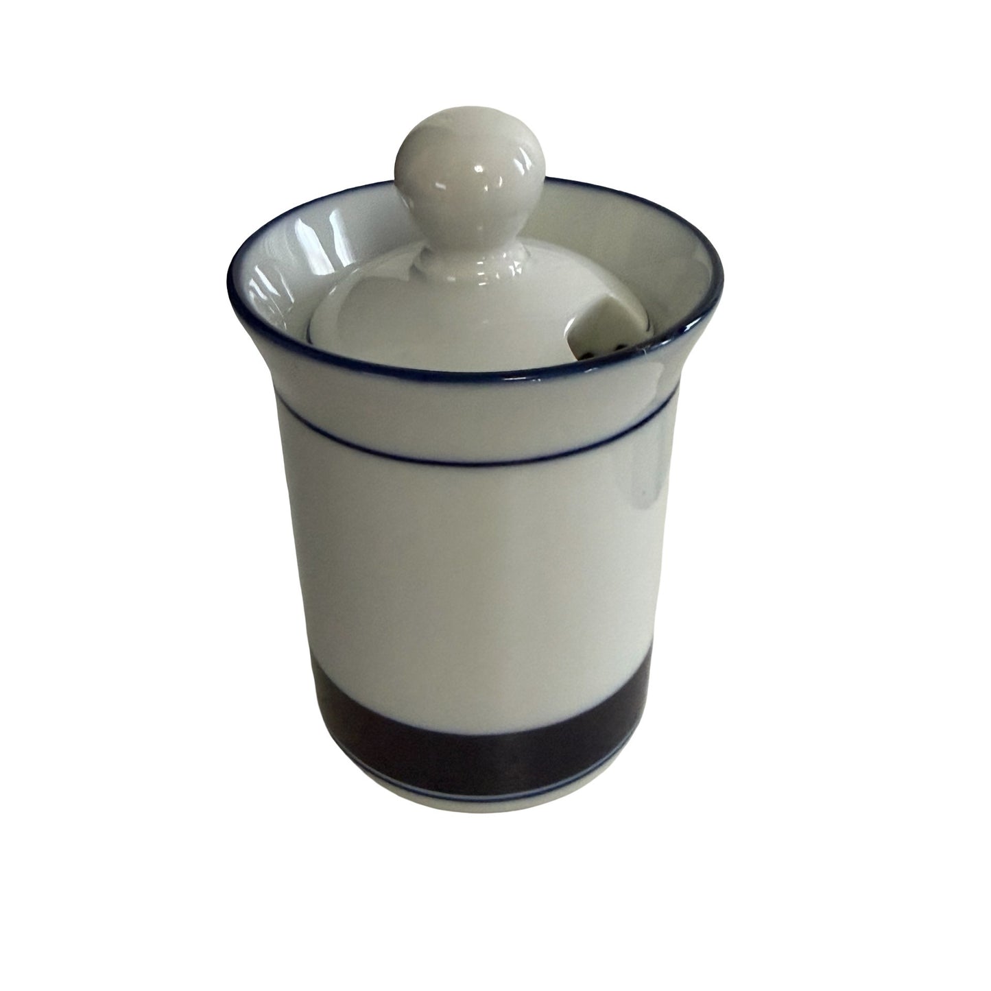 Vintage Dansk Concerto Allegro Condiment Jar Mustard Pot Niels Refsgaard Blue White
