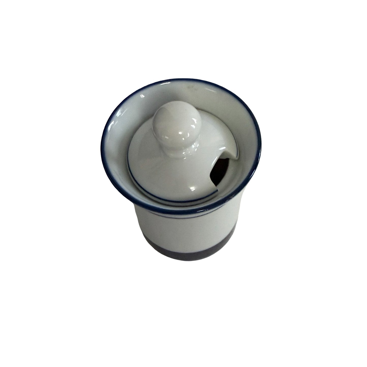 Vintage Dansk Concerto Allegro Condiment Jar Mustard Pot Niels Refsgaard Blue White