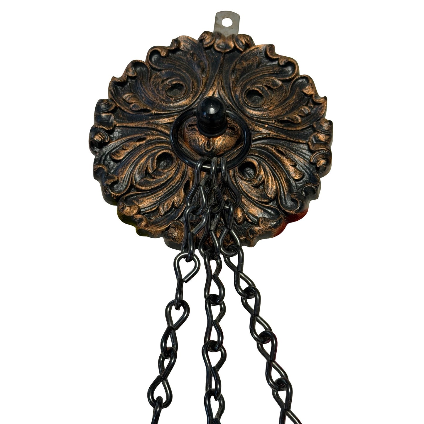 Vintage Coppercraft Guild Hanging Triple Candle Holder Gothic Medieval Wall Sconce 19x34