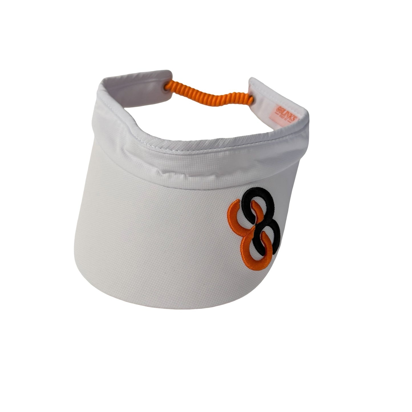 88 Links Golf Co White Adjustable Performance Visor Orange Black Logo