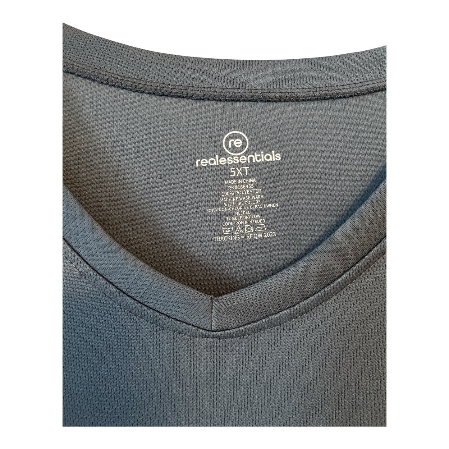Real Essentials Men’s 5X & 5XT Performance V-Neck T-Shirts – Set of 3 – 100% Polyester – Black & Slate Blue – Oversized Fit
