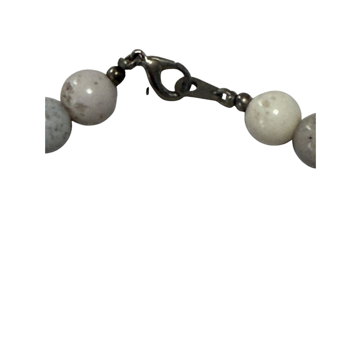 Gray Cream Faux Stone Beaded Necklace Boho Chunky Mixed Beads 22 Inch