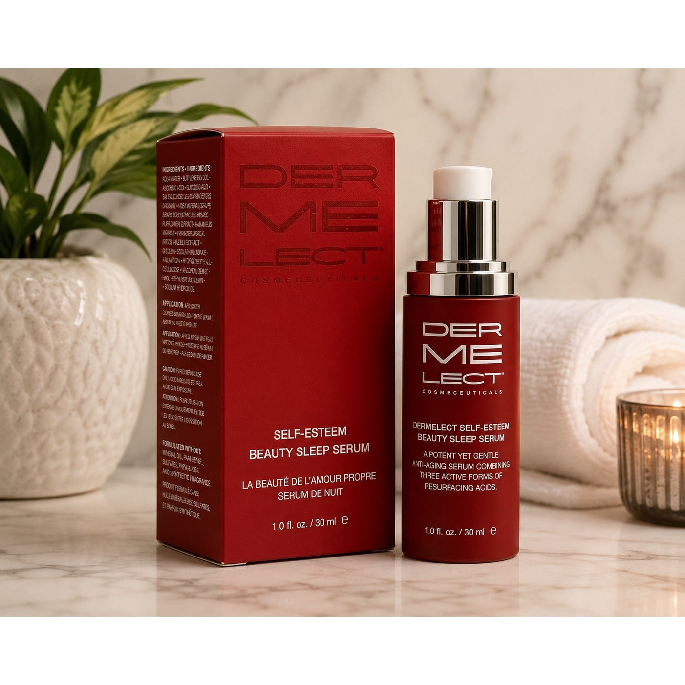 Dermelect Self-Esteem Beauty Sleep Serum 1 oz Anti-Aging Overnight Treatment