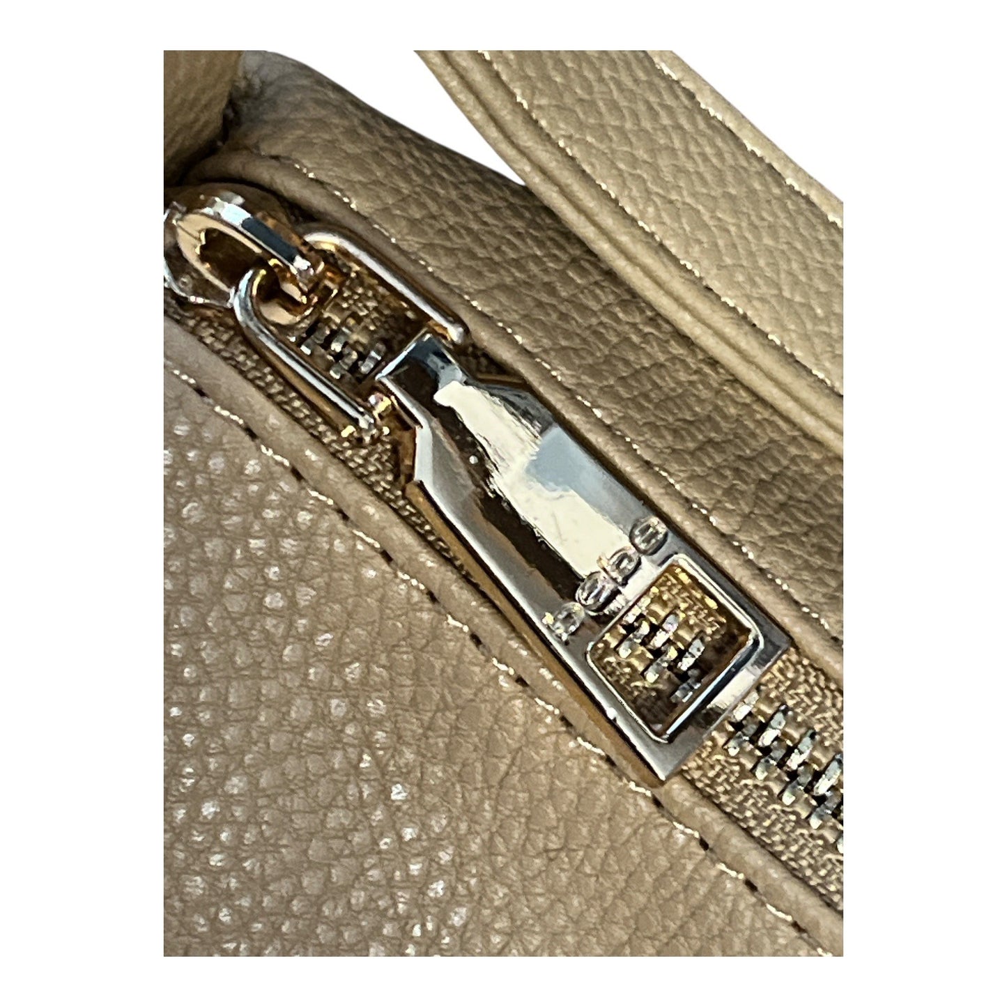Bebe Tan Crossbody Bag with Zip Pouch | Faux Leather Gold Hardware | 8x12x4" Bag + 7x4.5" Pouch