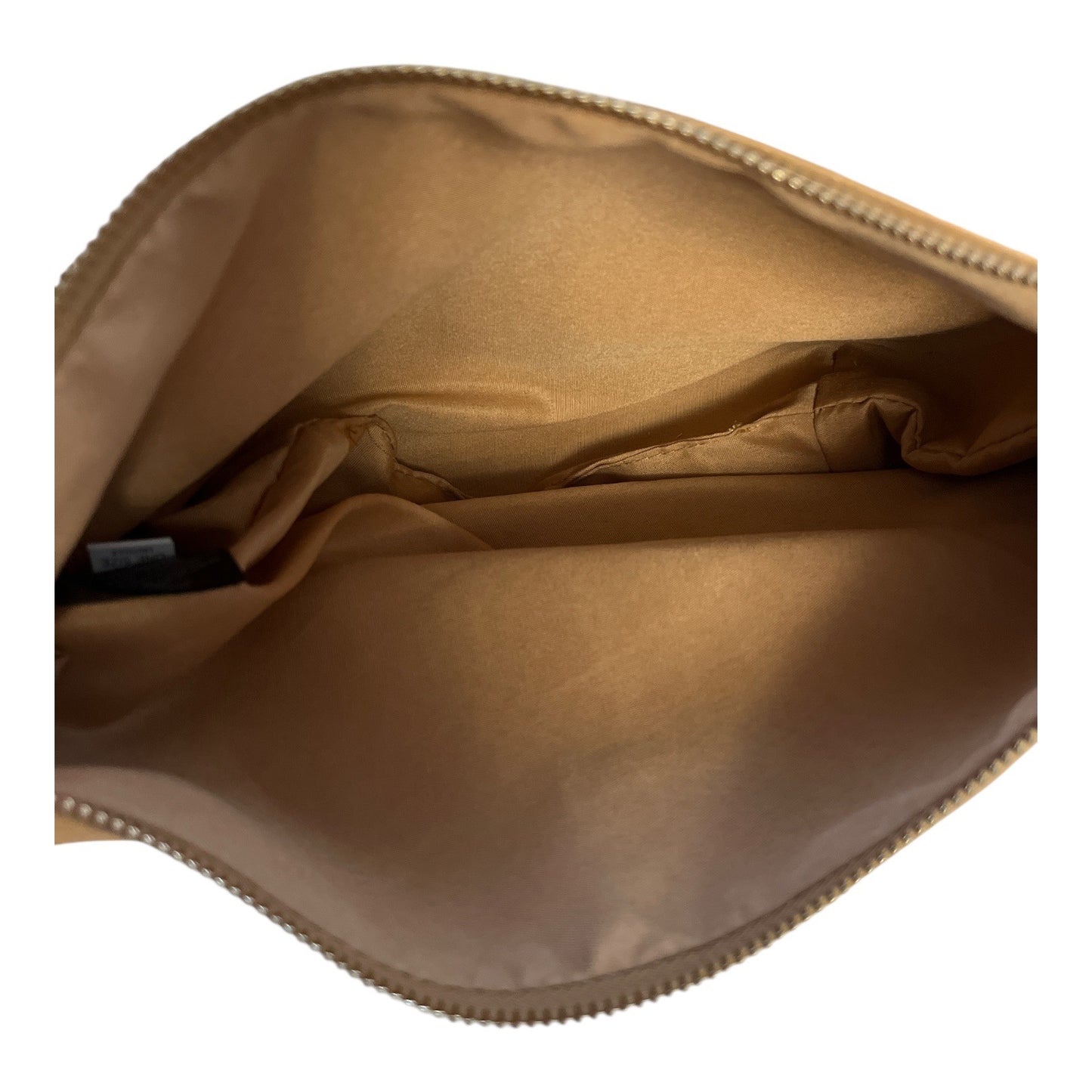 Bebe Tan Crossbody Bag with Zip Pouch | Faux Leather Gold Hardware | 8x12x4" Bag + 7x4.5" Pouch