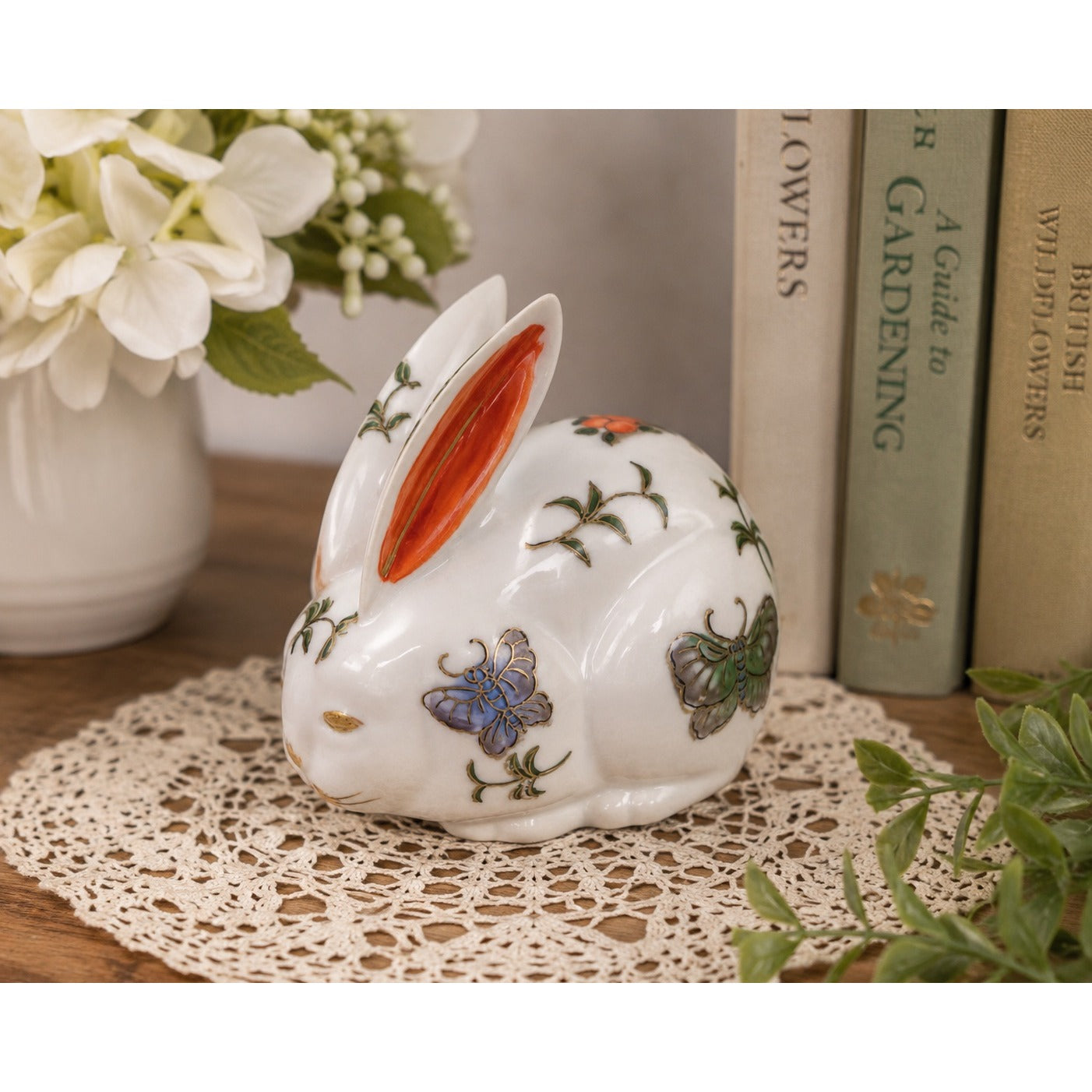 Andrea by Sadek Porcelain Bunny Figurine Butterfly Rabbit Made in Japan