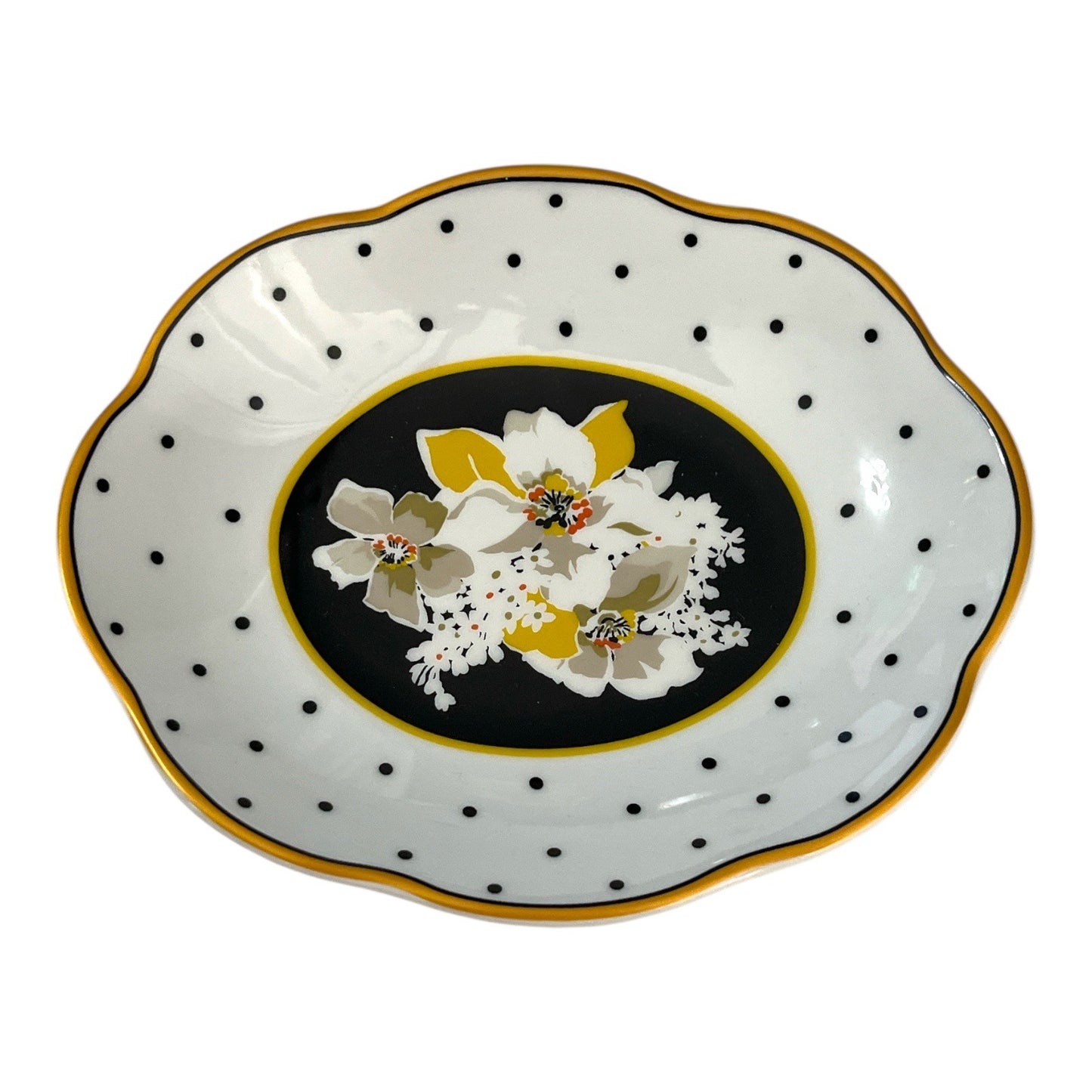 Vera Bradley Sweet Nothings Dogwood Porcelain Trinket Dish Floral Polka Dot NIB