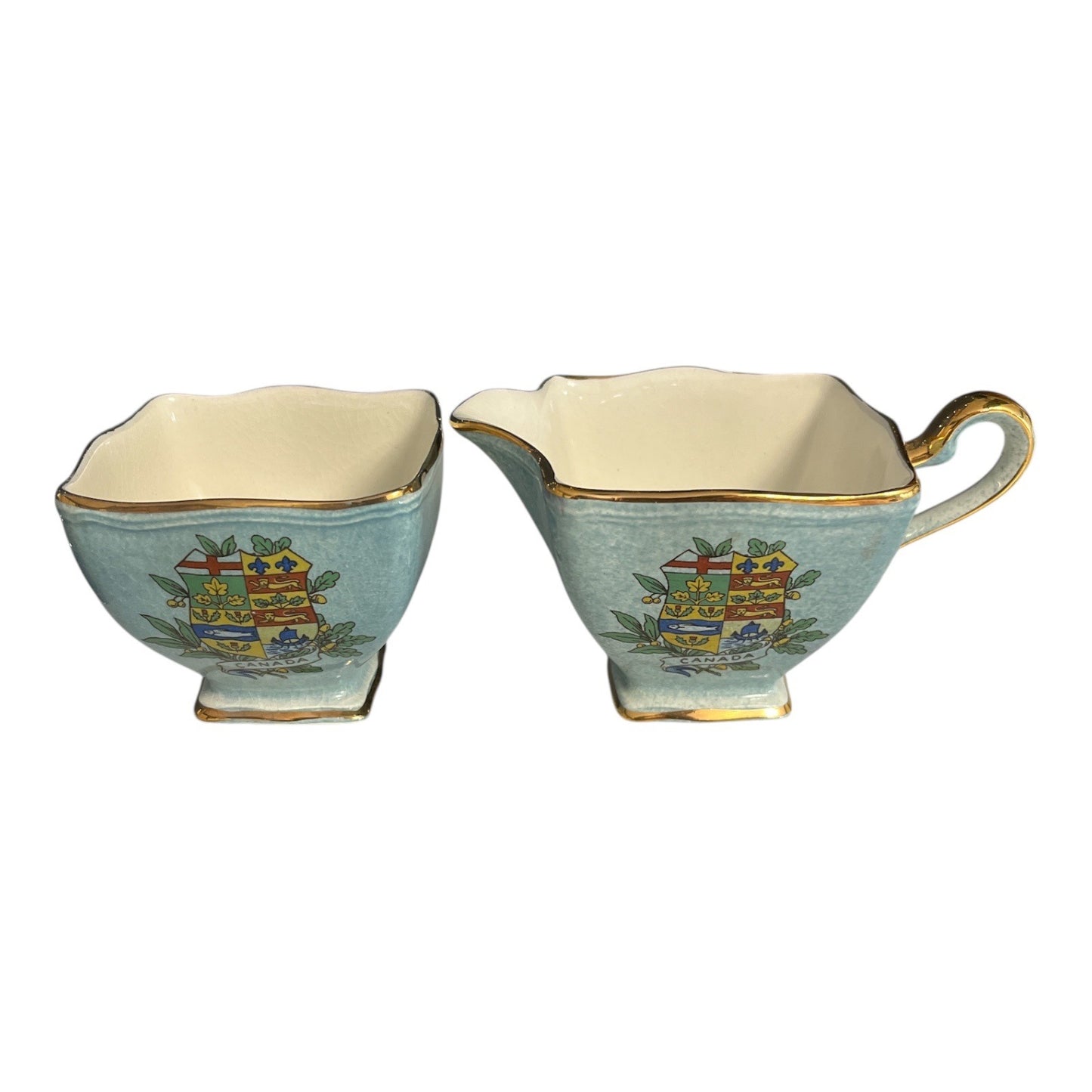 Vintage Royal Winton Grimwades Canada Coat of Arms Creamer and Sugar Bowl