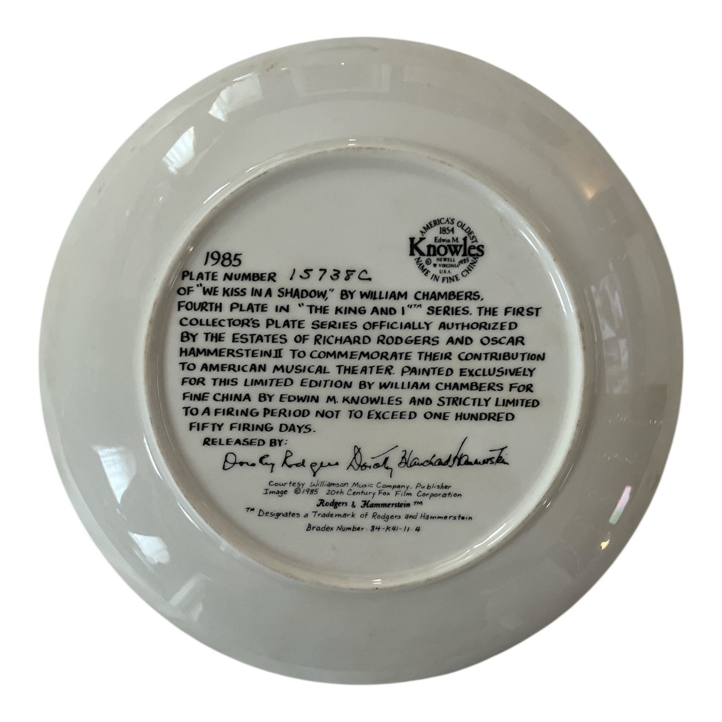 1985 Edwin M. Knowles Collector Plates – The King and I Series – William Chambers Art – Set of 2