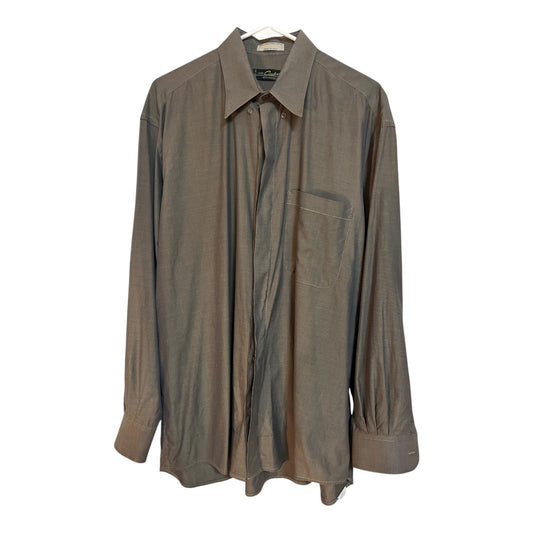 Vito Rufolo Uomo Couture Men’s Long Sleeve Dress Shirt Made in Italy XL – Taupe Gray Brown 100% Cotton