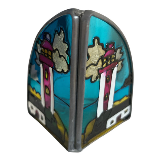 Scott’s Collectables Lighthouse Candle Screen – Stained Glass Look – Gift #7275 – 3” – Boxed