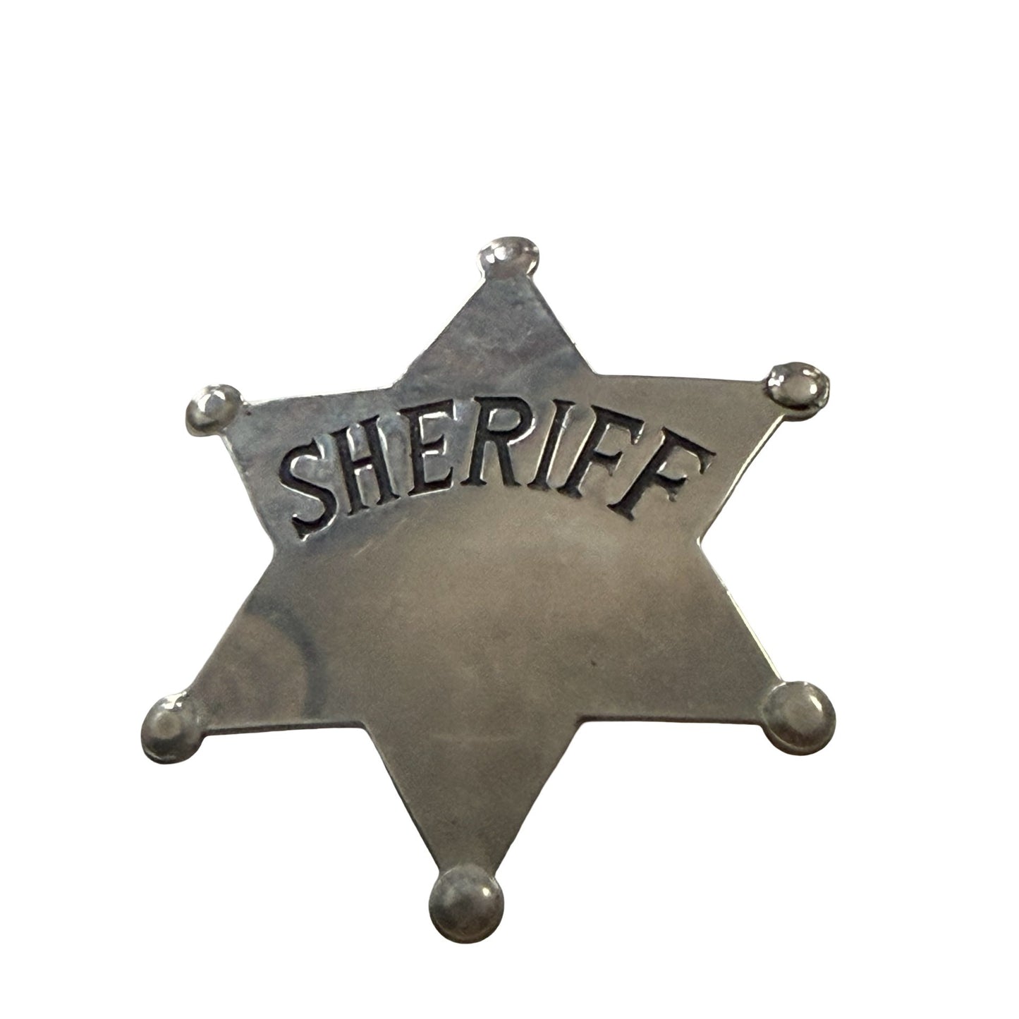 Vintage Novelty Sheriff Star Badge Silver Tone Costume Pin Made in Taiwan