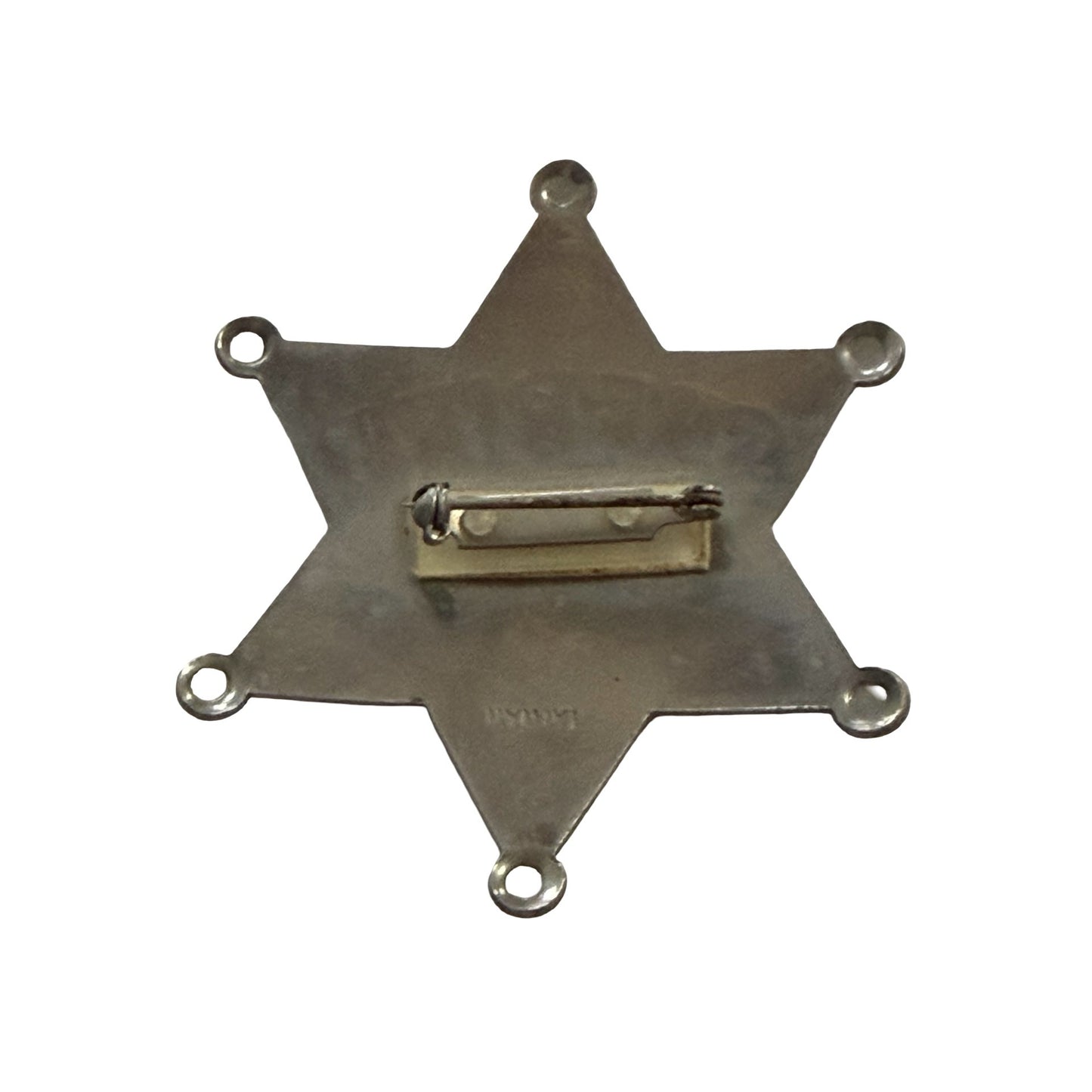 Vintage Novelty Sheriff Star Badge Silver Tone Costume Pin Made in Taiwan