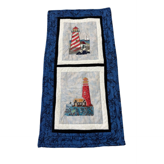 Handmade Lighthouse Quilt Wall Hanging Nautical Coastal Decor Personalized 25x13