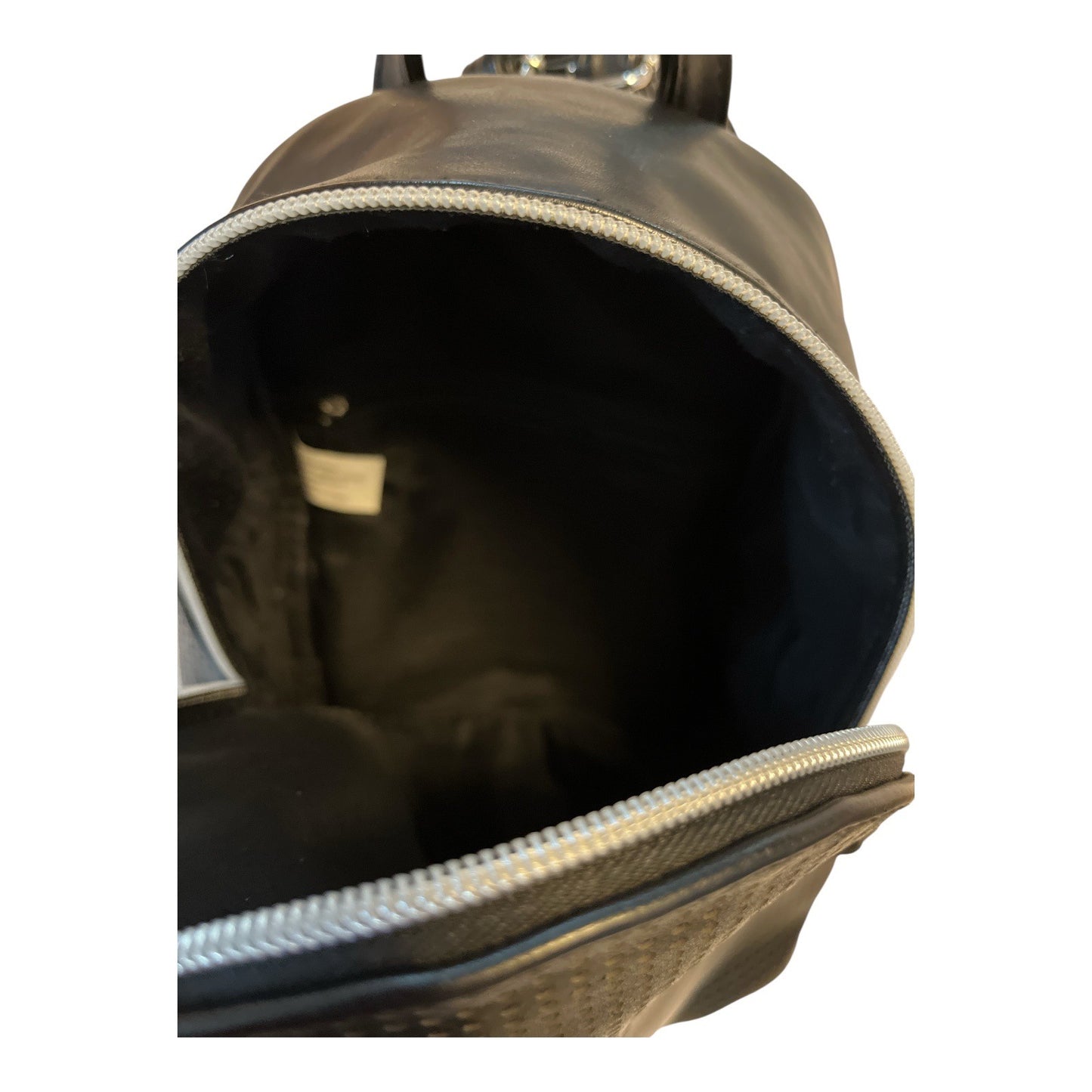 Cat-Face Faux Leather Mini Backpack – Black Perforated Whiskers Design – 9x8x4”