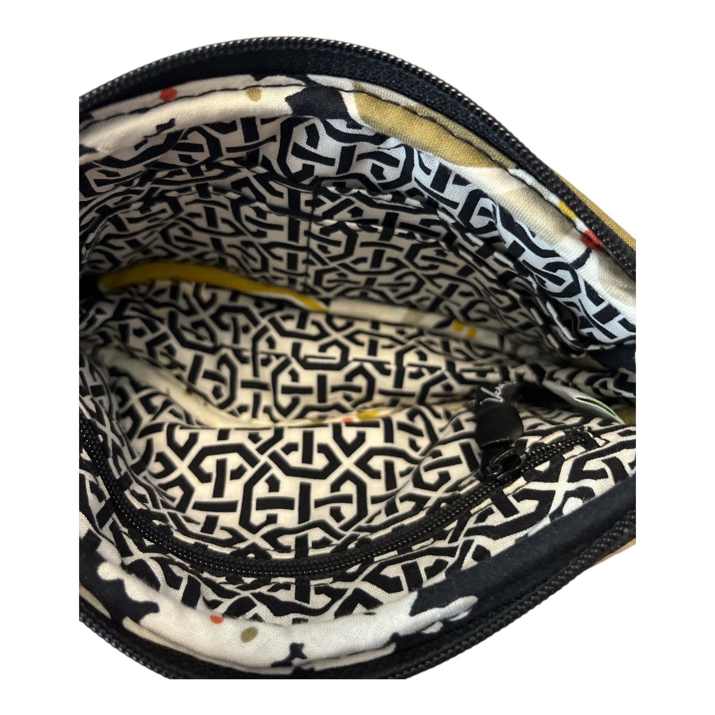 Vera Bradley Quilted Wristlet Wallet in Retired Baroque Pattern Black Yellow