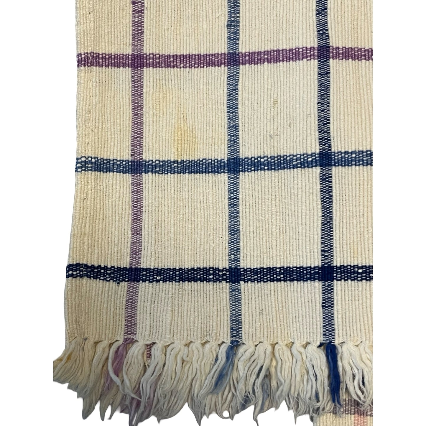 Vintage 1980s 1990s Plaid Woven Placemats Set Fringe Farmhouse Table Linens 18x12