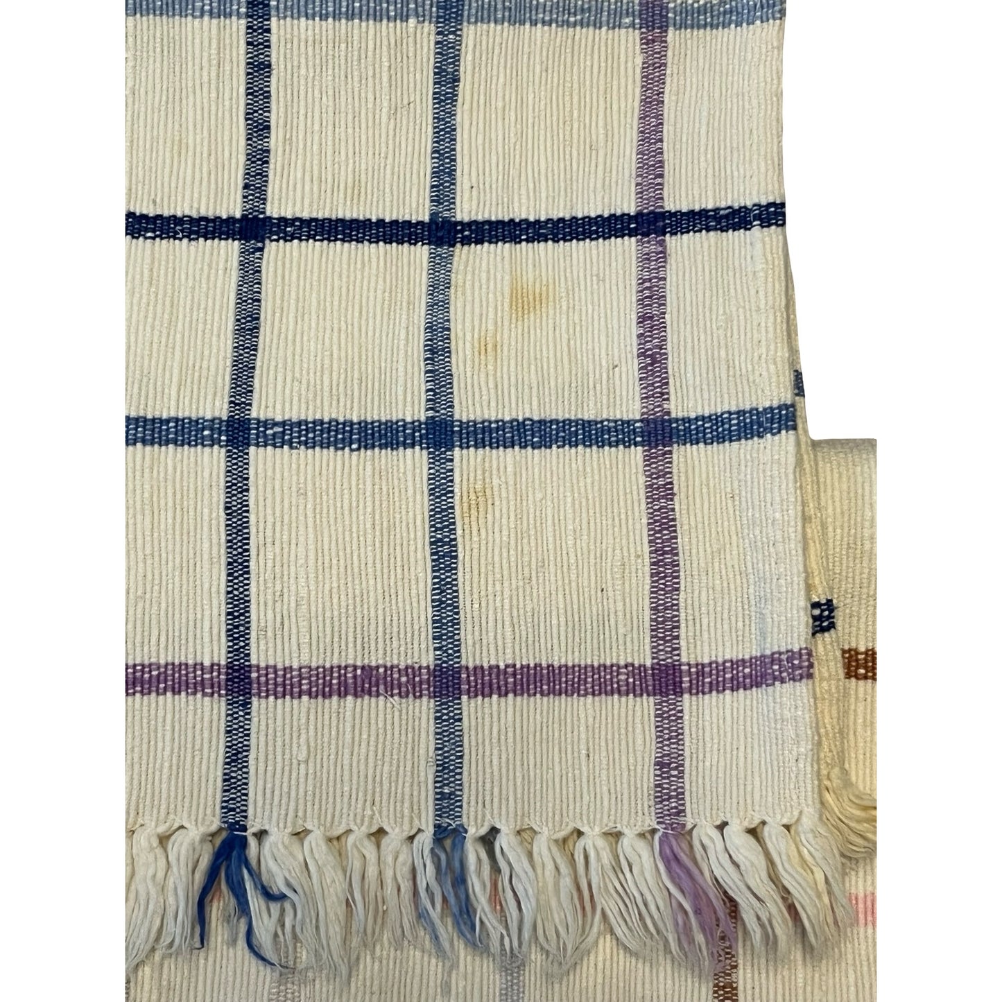 Vintage 1980s 1990s Plaid Woven Placemats Set Fringe Farmhouse Table Linens 18x12