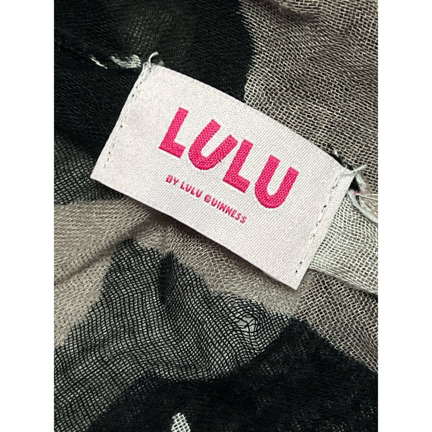 Lulu by Lulu Guinness Oversized Polka Dot Face Print Scarf Black Gray White