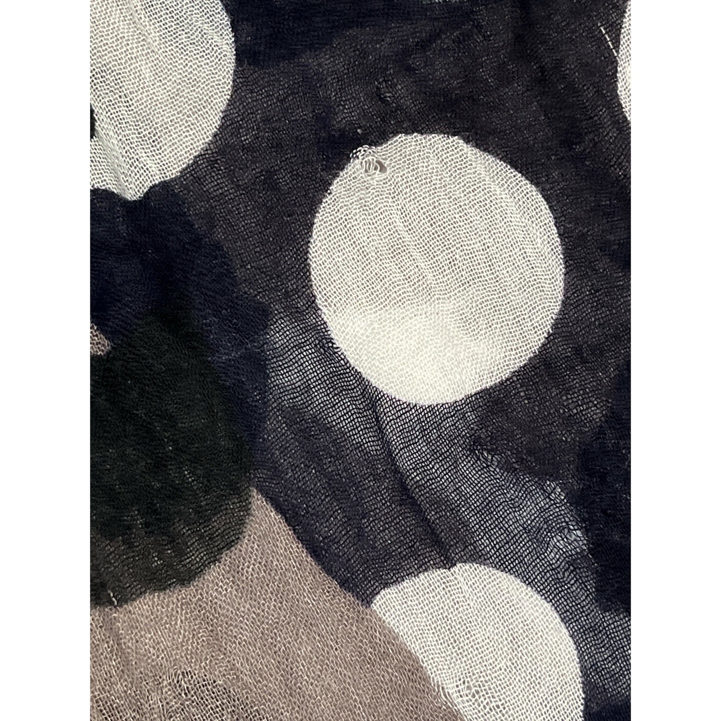 Lulu by Lulu Guinness Oversized Polka Dot Face Print Scarf Black Gray White