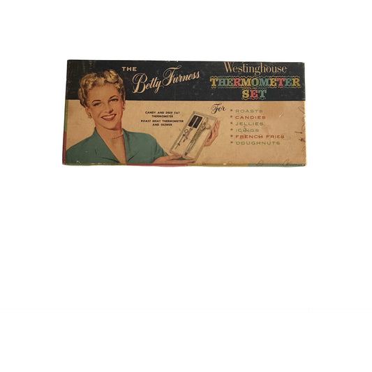 Vintage Betty Furness Westinghouse Thermometer Set Roast Meat Candy Deep Fat Thermometer in Box