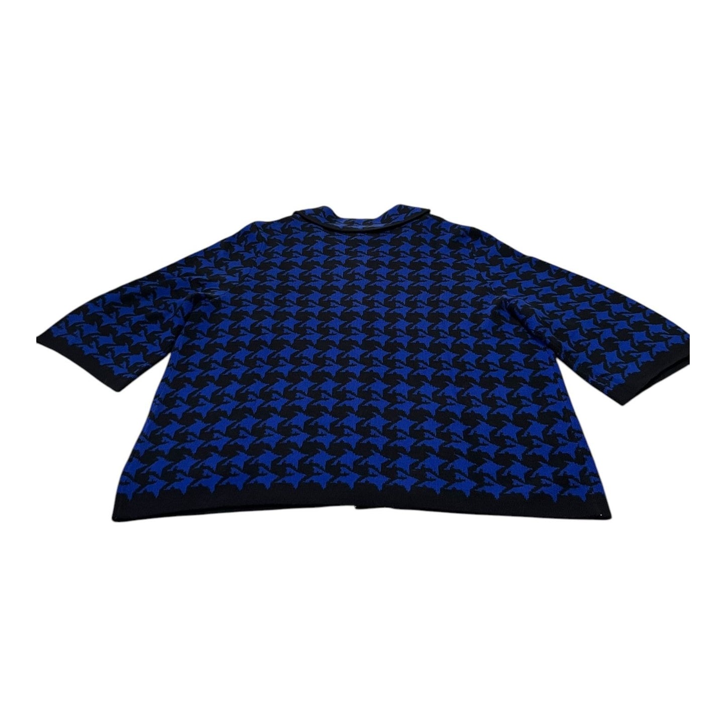VTG Designers Original Women’s 1X Cardigan Sweater Jacket – Blue & Black Houndstooth – 52" Chest