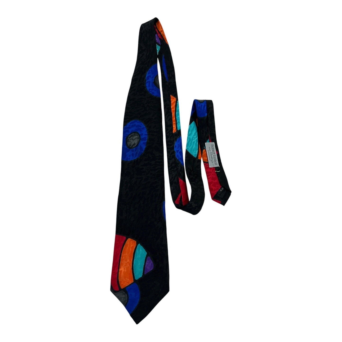 Vtg Robert Daskal for Seeley’s Hand Painted Silk Tie – Abstract Geometric Design – Signed