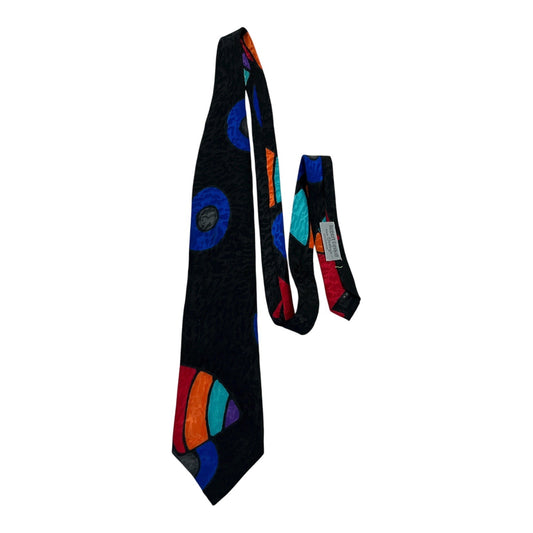 Vtg Robert Daskal for Seeley’s Hand Painted Silk Tie – Abstract Geometric Design – Signed