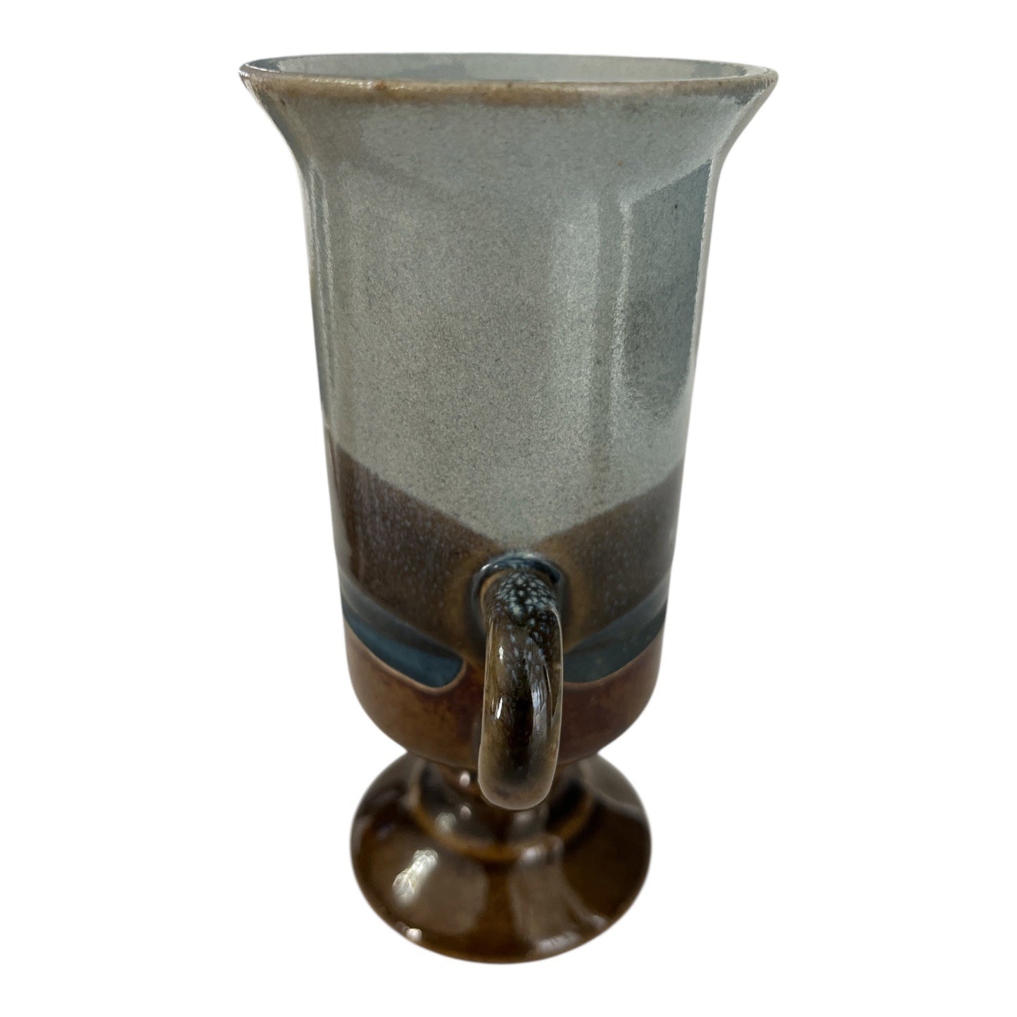 Vintage Otagiri Japan Stoneware Pedestal Mug – Brown and Gray Glaze – Handcrafted Pottery