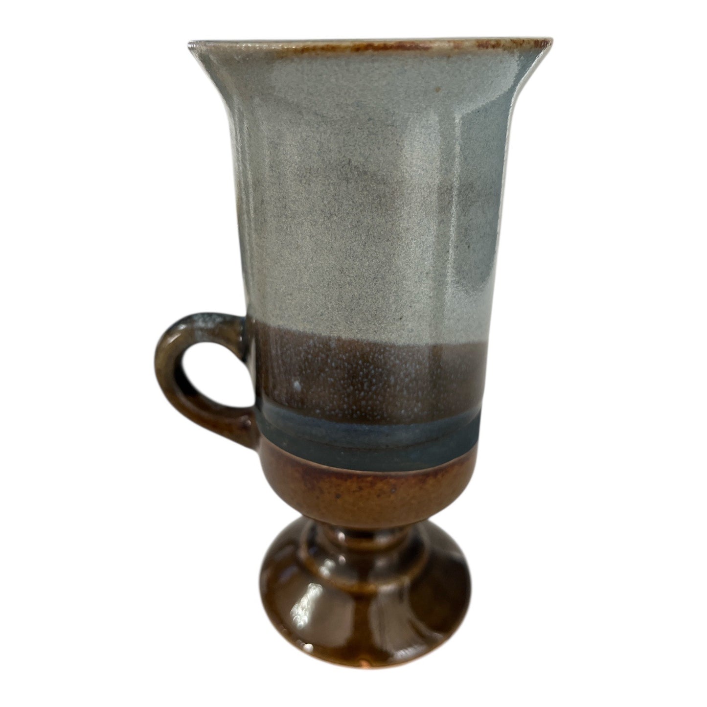 Vintage Otagiri Japan Stoneware Pedestal Mug – Brown and Gray Glaze – Handcrafted Pottery