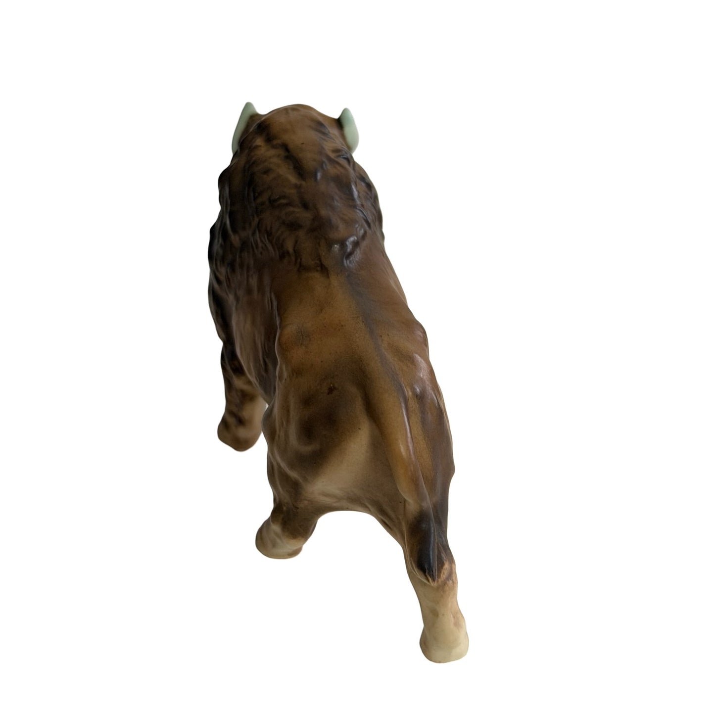 Vintage Bison Buffalo Figurine Brown Porcelain Ceramic Wildlife Statue