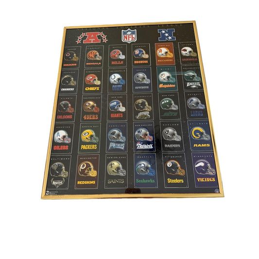 Vintage 1996 NFL Helmet Poster Framed 16x20 Wall Art AFC NFC Teams Football Memorabilia