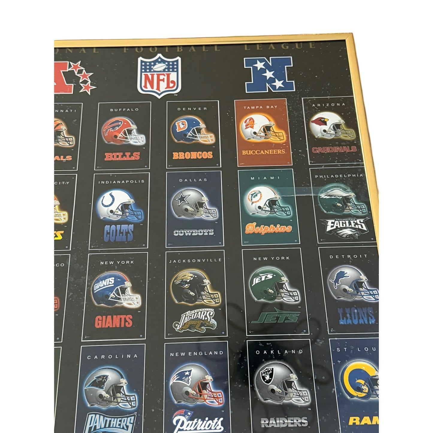 Vintage 1996 NFL Helmet Poster Framed 16x20 Wall Art AFC NFC Teams Football Memorabilia