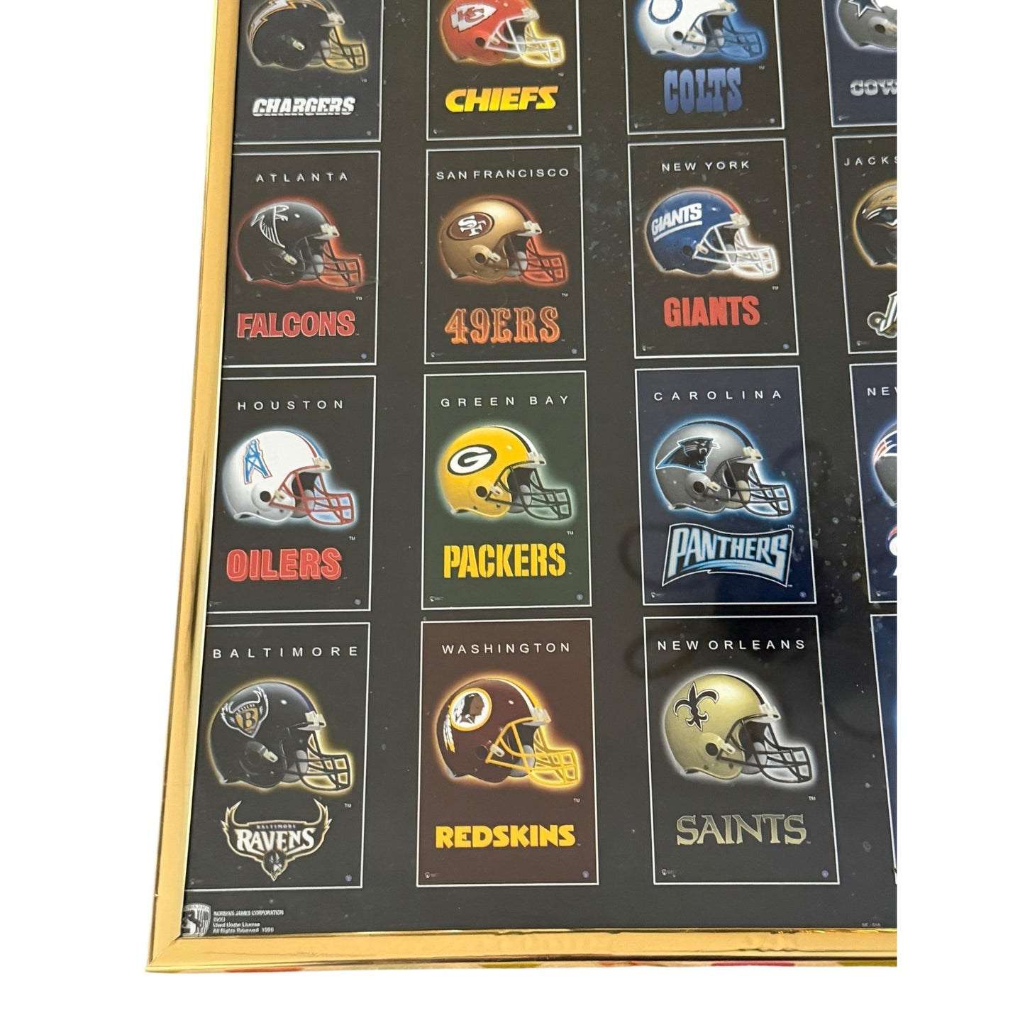 Vintage 1996 NFL Helmet Poster Framed 16x20 Wall Art AFC NFC Teams Football Memorabilia