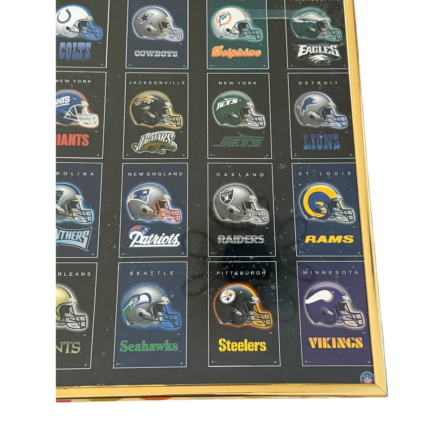 Vintage 1996 NFL Helmet Poster Framed 16x20 Wall Art AFC NFC Teams Football Memorabilia