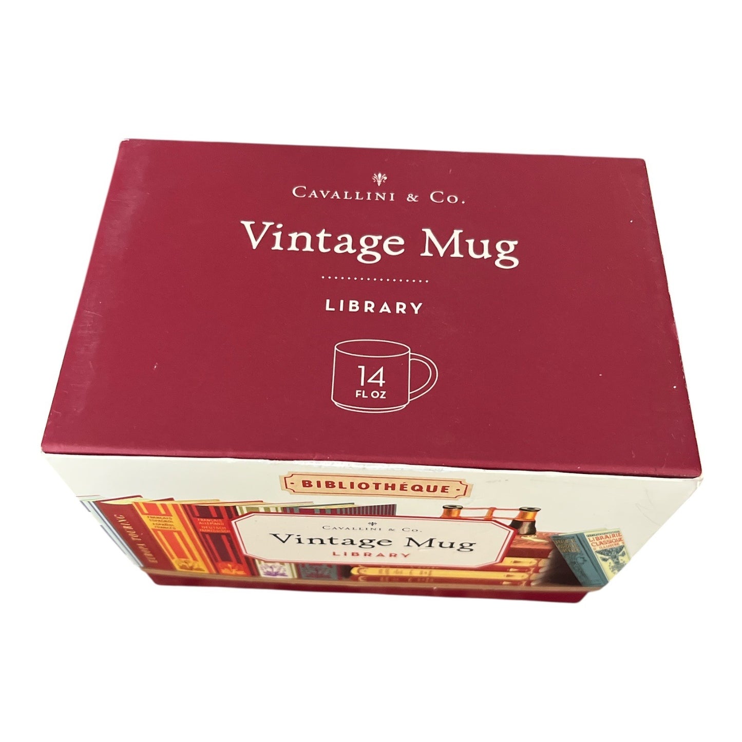Cavallini & Co. Vintage Mug – Library Books Design – 14 oz Ceramic – 2023 – NIB