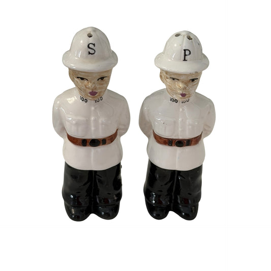 Vintage Jamaica Policeman Salt and Pepper Shakers Ceramic Souvenir Set 4.75”
