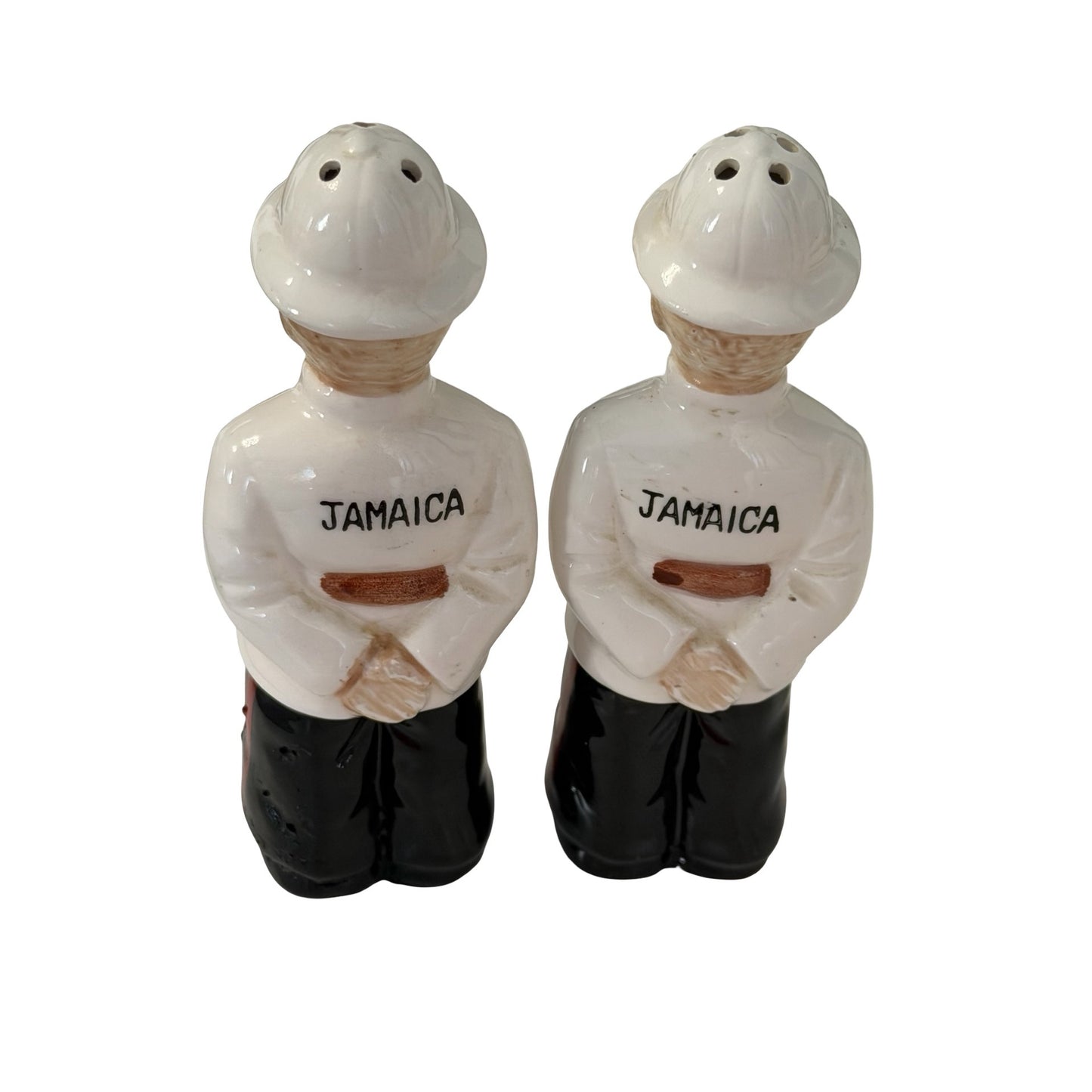 Vintage Jamaica Policeman Salt and Pepper Shakers Ceramic Souvenir Set 4.75”