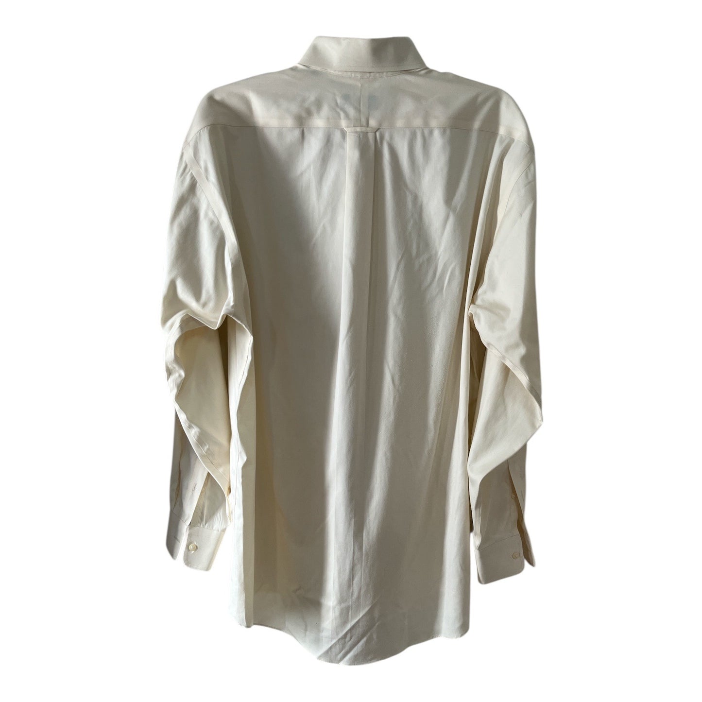 Allen Solly Men’s M Dress Shirt 15.5 34 Cream Long Sleeve 100% Cotton Lifetime Collar VTG 2007